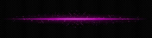 istock Pink horizontal light beam with scattered particles on dark transparent background. Ideal for magical effects, data transmission, or futuristic transitions. 2213743304