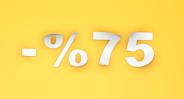 istock 75% Discount Paper Text on Yellow Background 2213748208