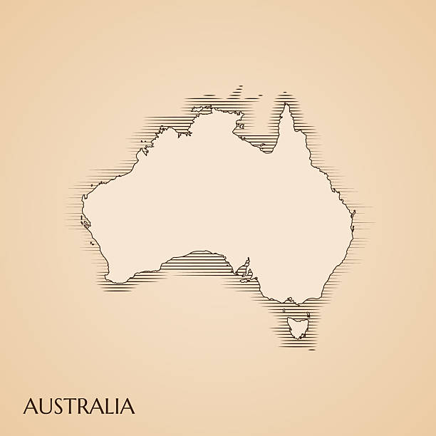Vintage map of Australia vector stock illustration. Vector EPS 10.