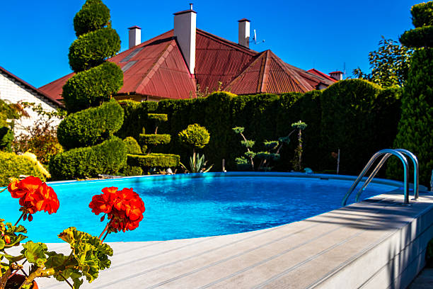 Swimming pool in formal garden. Filoli, Woodside, California. National Trust for Historic Preservation. California Registered Historical Landmark 907.