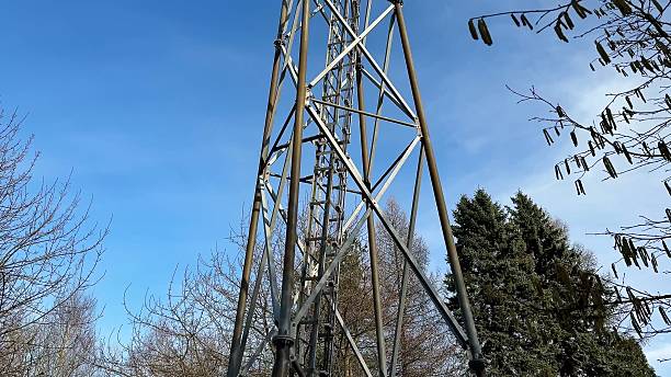 istock An Industrial Communication Tower is beautifully set against a clear blue sky backdrop 2213751355