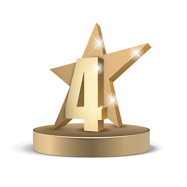 istock 4 gold 3d star rating. Four star Symbol or emblem. vector 2213757674