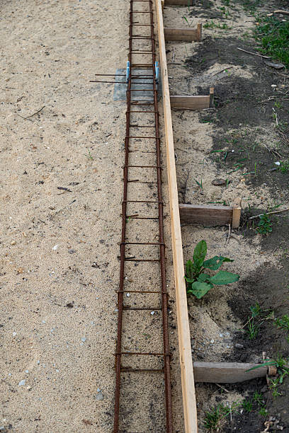 istock Close-up construction to reinforce foundation ready to pour concrete 2213760065