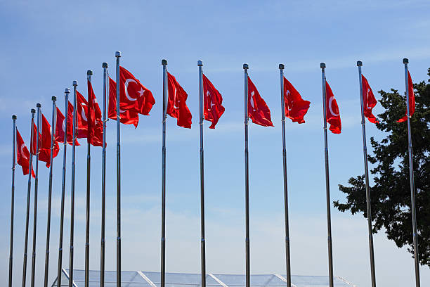istock Turkish flags, has a white crescent moon and a star on a red background 2213761544