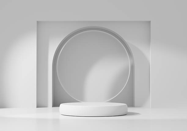 istock Minimal Modern White Podium Platform For Product Display Showcase 3D Rendering 2213765977