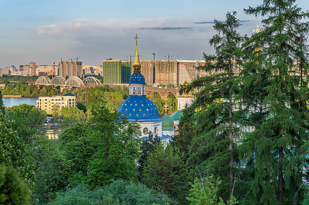 istock Panoramic view of Vydubychi Monastery in Kyiv. 2213769732