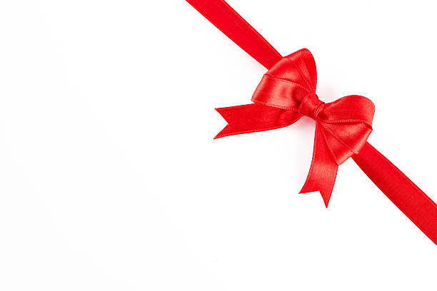 istock Red ribbon and bow on white background 2213773286