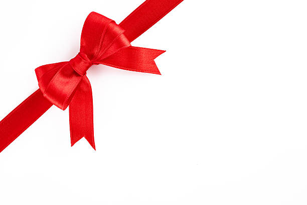 istock Red ribbon and bow on white background 2213775553