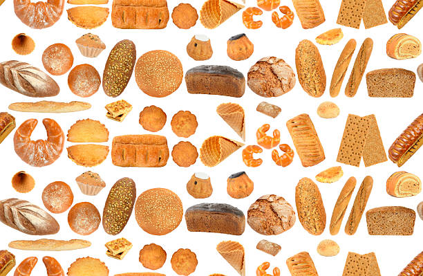istock Beautiful seamless pattern of fresh bread products isolated on white 2213775714