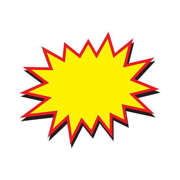 istock Red and yellow starburst stickers. Pop art funny bang bubble. Blank sale tags. Cartoon comic style. 2213777437