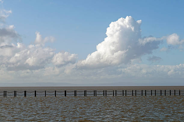 View of Brean Down, Marine Lake, Weston Super Mare, UK
