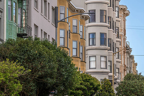 Yellow buildings and blue sky