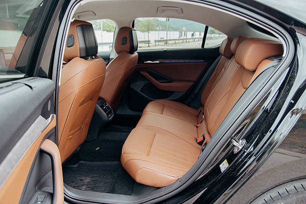 istock Car interior showcasing luxurious caramel colored leather seats emphasizing spacious design and comfortable rear passenger area 2213782019