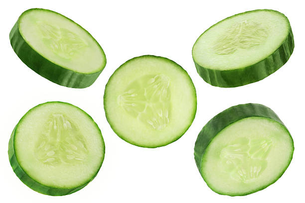 istock Slice of cucumber isolated on white background, collection 2213785319