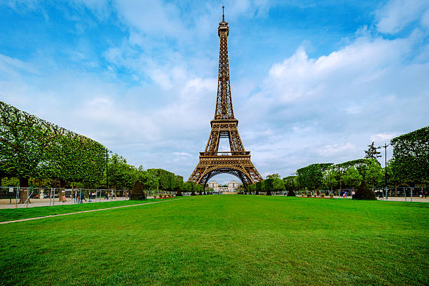 Spectacular View of the Eiffel Tower in Paris, France, During Spring stock photo