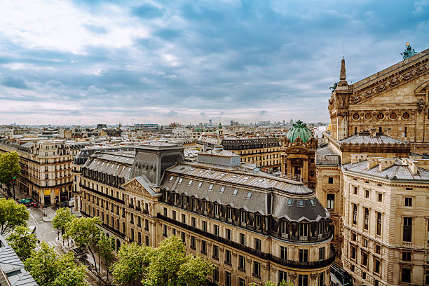 istock Parisian Rooftops and Architectural Landmarks Under a Cloudy Sky 2213787126