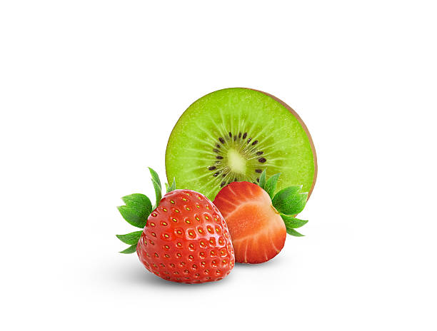 istock Strawberry and kiwi slice isolated on white background 2213789942
