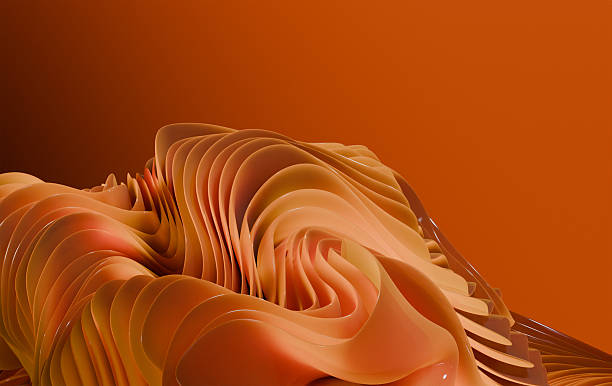 istock Flowing Orange 3D Abstract Shapes with Glossy Texture on Terracotta Background 2213790327