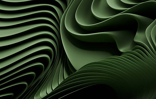 istock Elegant Olive Green 3D Wavy Layers with Smooth Parallel Curves and Shadow Play 2213791267