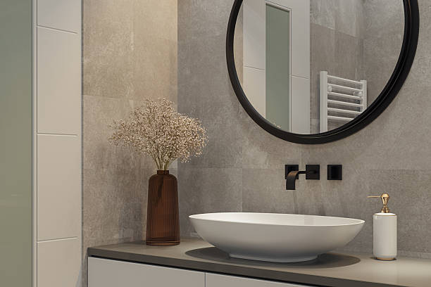istock Modern Spa-Inspired Bathroom with Dual Sinks and Natural Stone Tiles 2213795575