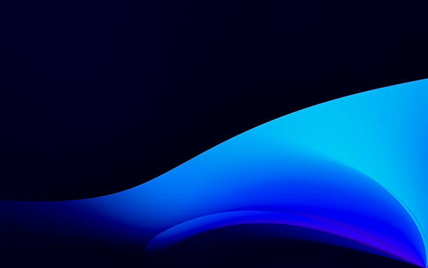 istock Vibrant blue curved ribbon floating gracefully against a deep, dark background, modern abstract 2213799128