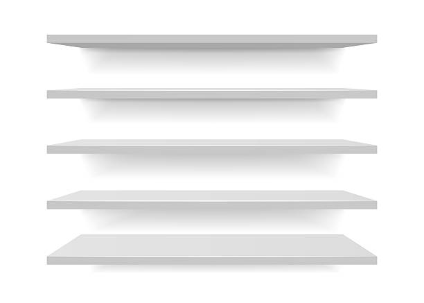 istock Set of white different furniture shelves. Vector illustration 2213801351