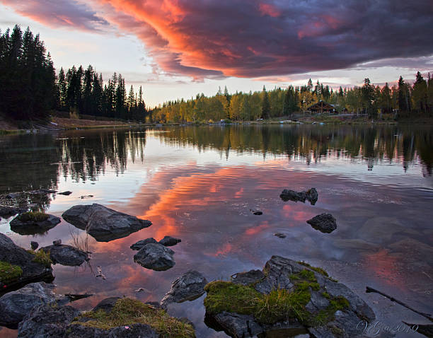 istock Amazing Dramatic Sunset at the lake 2213814517