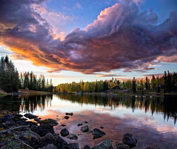 istock Amazing Dramatic Sunset at the lake 2213814534