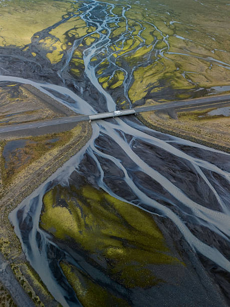 istock Aerial view of river delta in Iceland 2213816706
