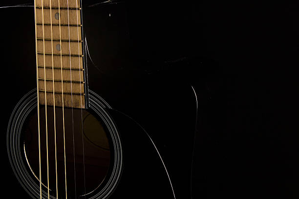 istock black guitar on a dark background. a shadow. the background. close-up. side view. 2213817110