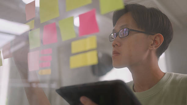 istock Strategic Marketing Workflow Organized with Post-it Notes on Glass Wall 2213823713