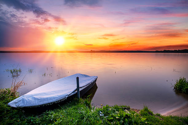 Beautiful summer sunset at lake