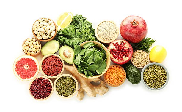istock Many different superfood products isolated on white, top view 2213825886