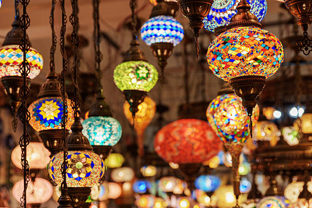 istock Closeup view of colorful Turkish lanterns 2213828009