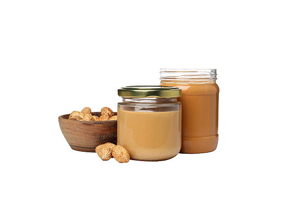 PNG, peanut paste in a jar, isolated on white background.