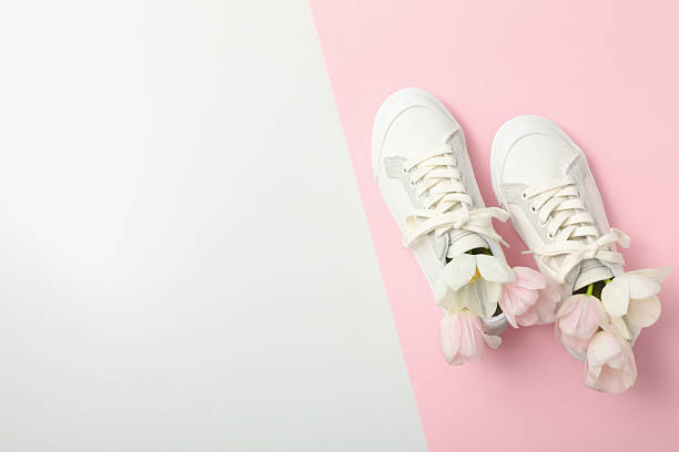Take a photo from high angle at a shoe object.
