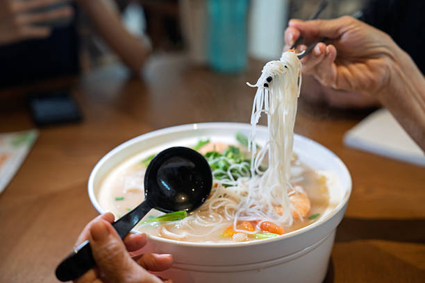 istock Prawn Noodle Soup with Fresh Vegetables 2213835760