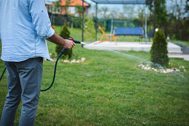 istock Man watering his garden with a hose 2213835979