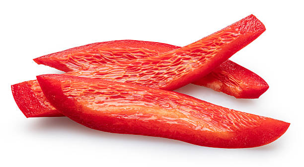 istock Red bell pepper longitudinal slices isolated on white background. File contains clipping path. 2213836261
