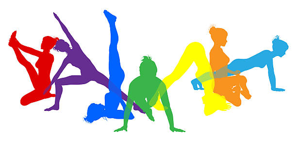 istock Yoga Pilates Poses Women Silhouettes Concept 2213836730