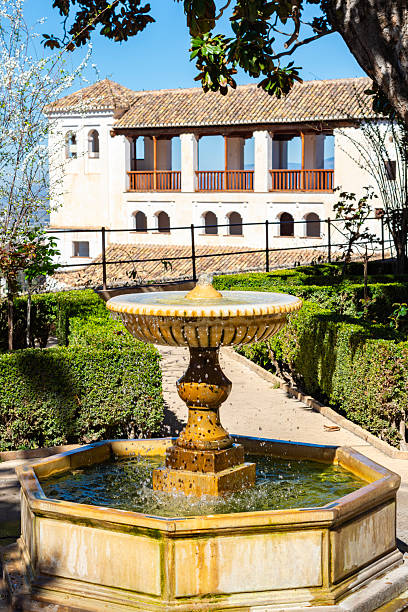 Fountain in Generalife gardens at Alhambra, Granada, Spain