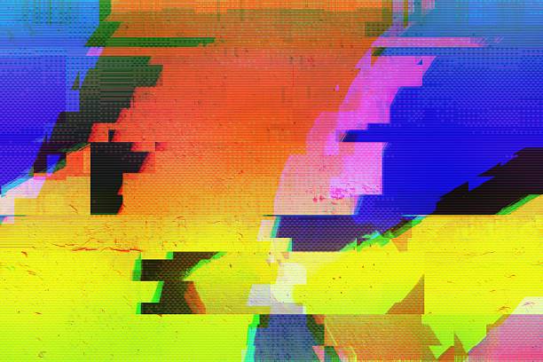 istock Glitch Art Pattern in Vibrant Neon Colors with 80s Cyberpunk Aesthetic 2213840047