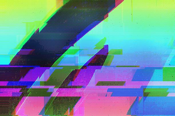 istock Vibrant Glitch Art in Neon Blue, Pink, Green for Y2K Futuristic Design 2213844741