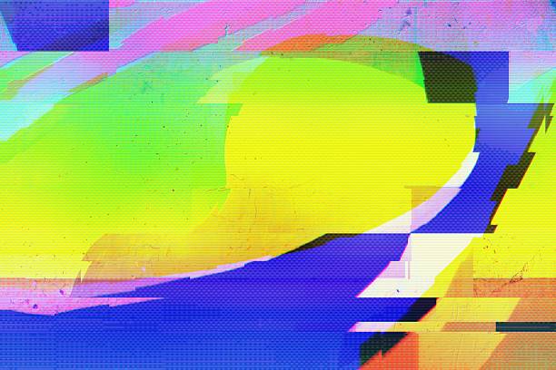 istock Glitch Art Neon Abstract with 80s Retro Vibe and Holographic Effects 2213844853