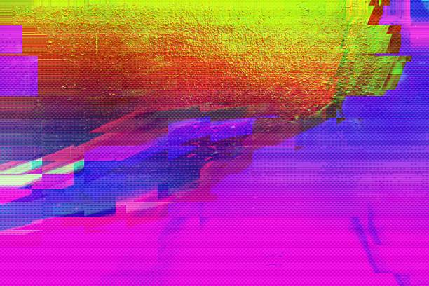 istock Bright Glitchy Abstract Texture in Neon Pink and Yellow with 90s Y2K Vibes 2213845089
