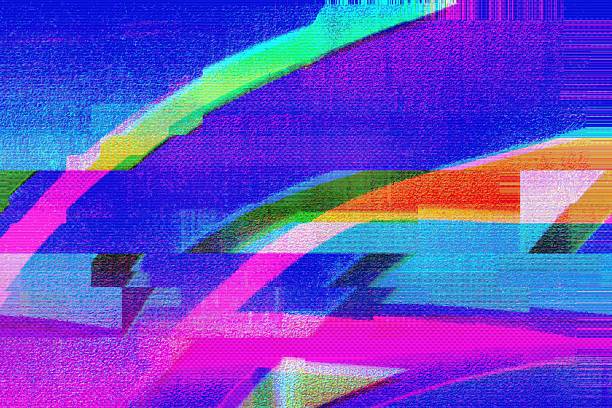 istock Vibrant Glitch Art in Neon Pink, Blue, Green for Retro 90s, Y2K Aesthetic 2213845626