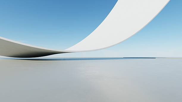 istock 3d illustration of abstract minimal architecture background, geometric architectural with curve design, Car presentation 2213847387