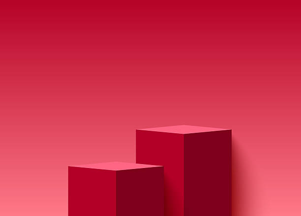 istock Red 3D podium, stand, pedestal, product display 2213847920