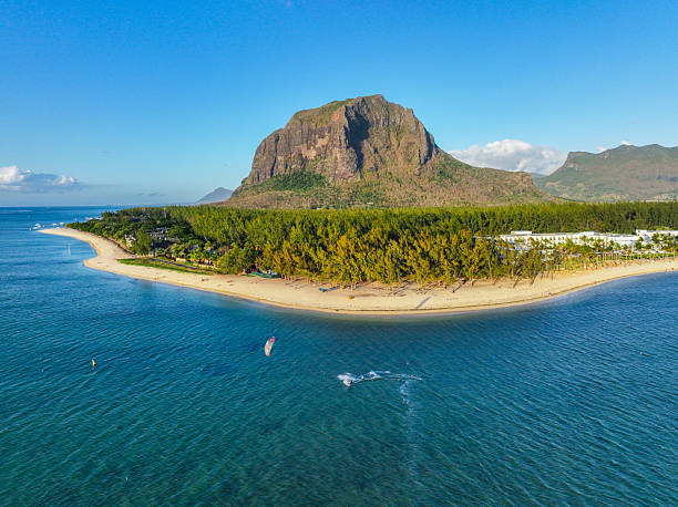 istock Beachfront resort and Le Morne mountain - Le Morne, Mauritius 2213850244