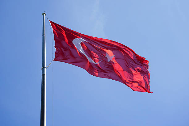 istock Turkish flag, has a white crescent moon and a star on a red background 2213851622